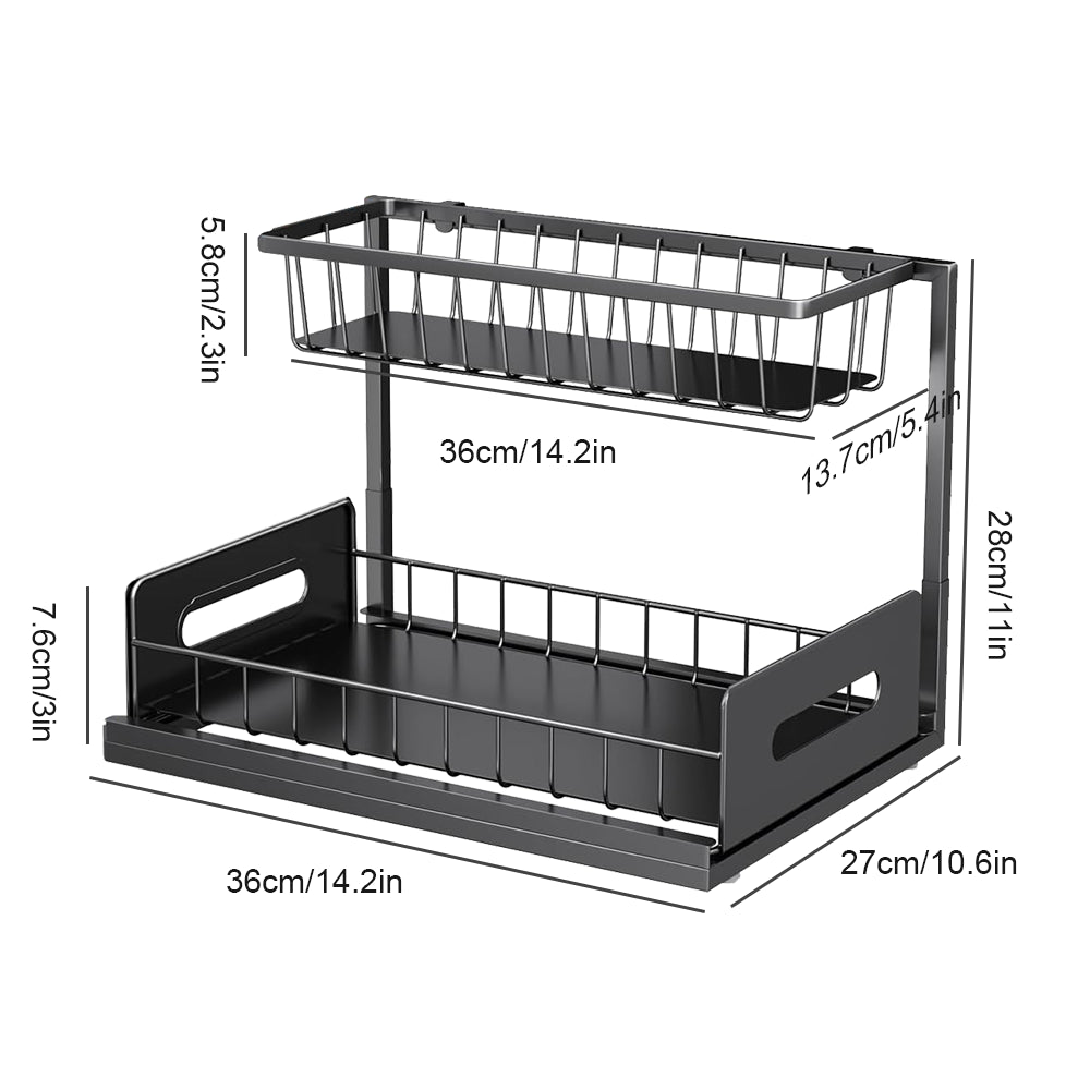 Under Sink Organizer – 2 Tier Pull-Out Storage Rack for Kitchen & Bathroom